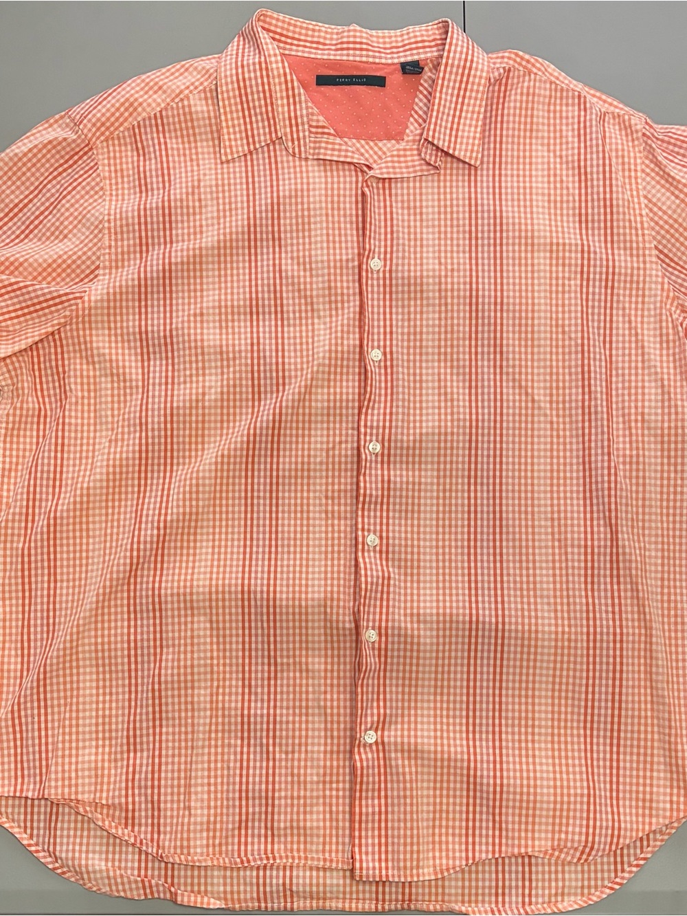 Perry Ellis Coral Gingham Button-Down Shirt